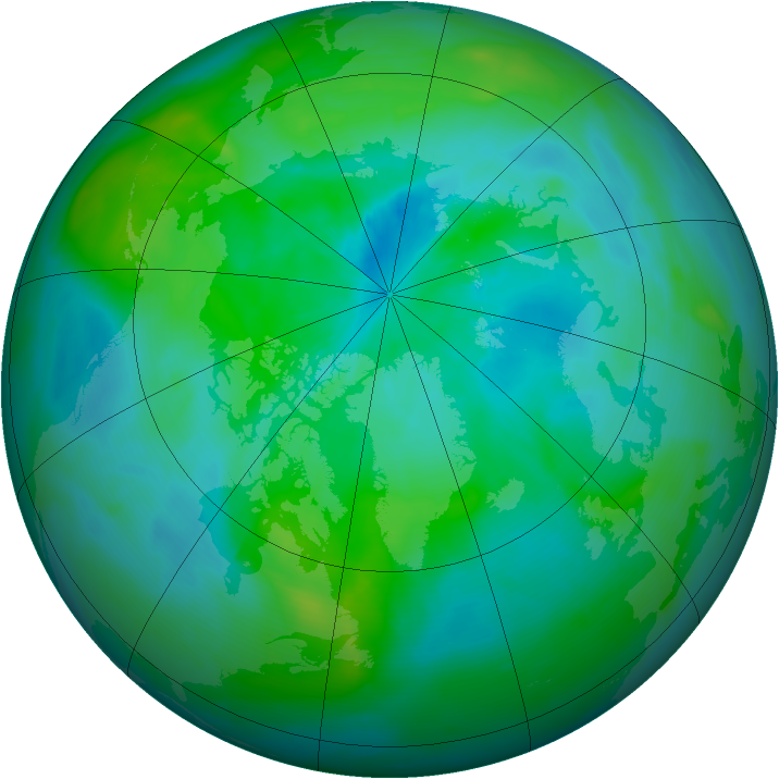 Arctic ozone map for 09 September 2013